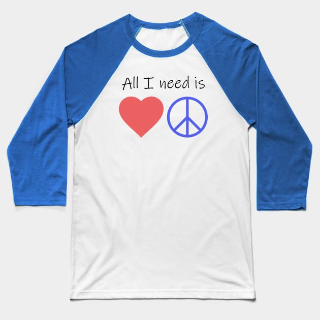 Love and Peace Baseball T-Shirt by davidisnoartist